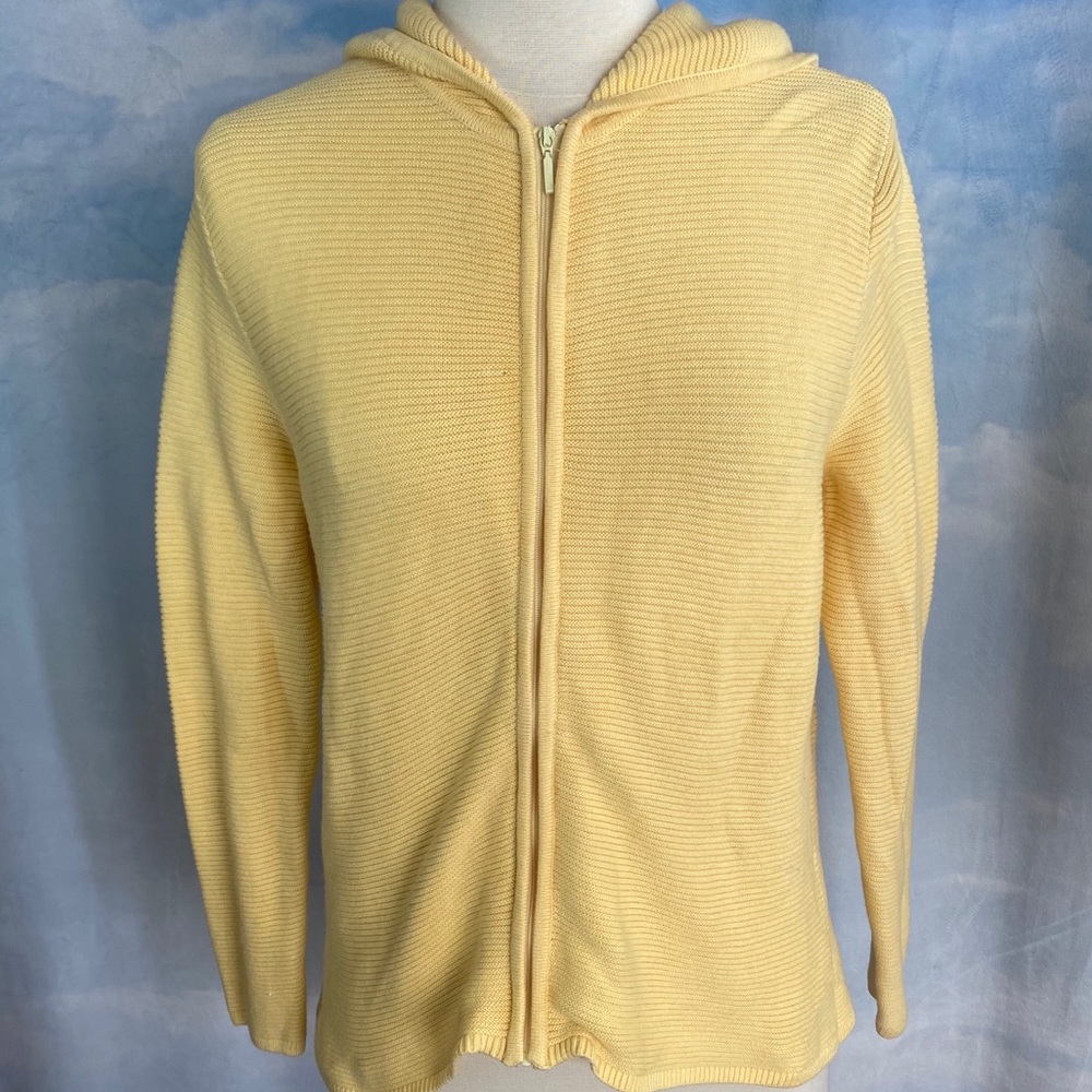 Talbots Yellow Zip-up Hoodie Sweater Petite Small